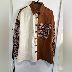Cheetah Print / Multi Print Button Down Blouse